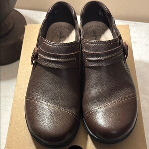 Clarks Brown Leather Loafers Comfortable Slip-Ons